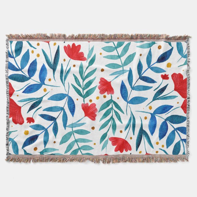 Couverture Jardin magique - rouge et turquoise (Devant)