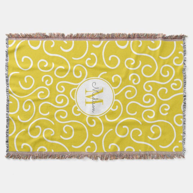 Couverture Jaune et Motif blanc avec Monogramme (Devant)