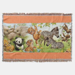 Couverture Jet fait sur commande tissé de bébé de jungle