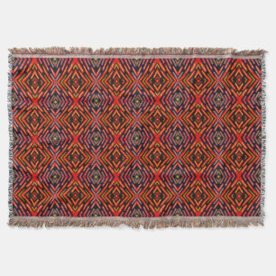 Couverture jeté rouge feu orange noir