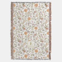Couverture jetée de fleurs sauvages avec monogramm