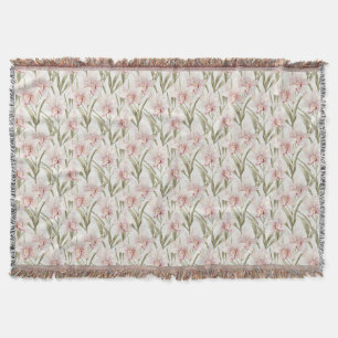 Couverture jetée florale pastel fleurs d'orchidée