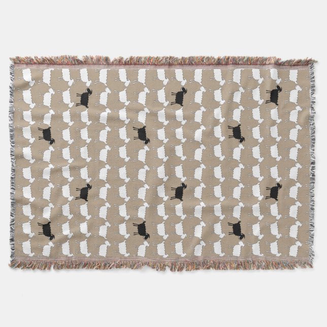 Couverture Jeter blanc mouton blanc avec mouton noir amusant  (Devant)