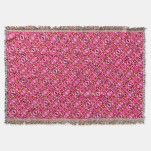 Couverture Jeter Motif de pivoine rose blanche