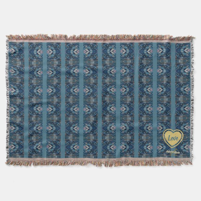 Couverture Jeu décoratif Bleu Stripe LOVE par Adiela Akoo - (Devant)
