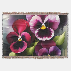 Couverture Joli marron noir rouge pansies aquarelle peinture