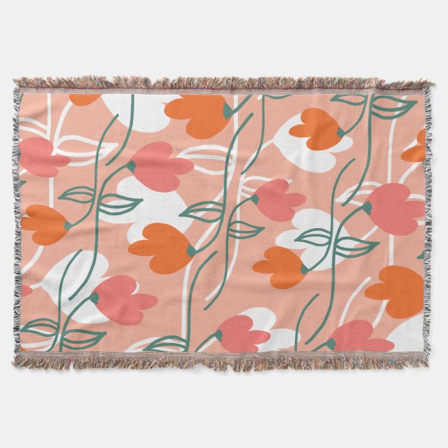 Couverture Joli Motif Botanique Orange à main de fleurs (Devant)