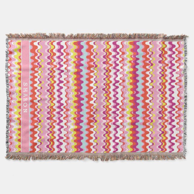 Couverture Joli rose rouge rose abstrait motif vague (Devant)