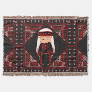 Couverture jolie fille palestinienne Broderie rouge tatreez