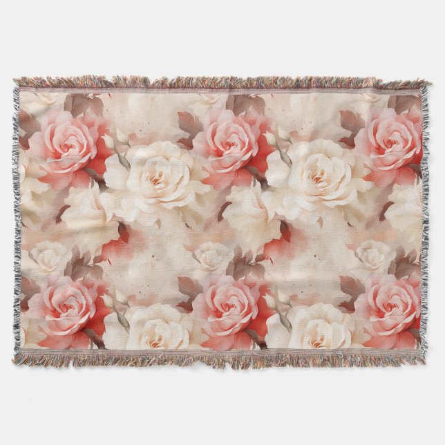 Couverture Jolie rose florale rose crème blush (Devant)