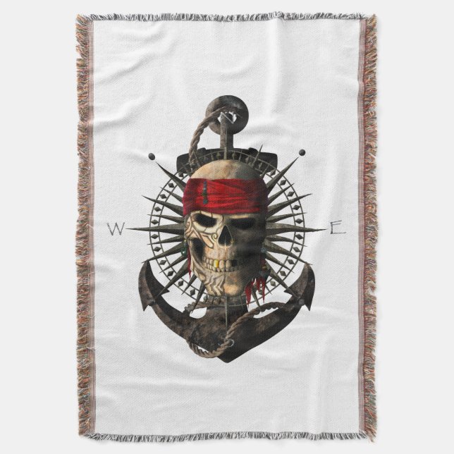 Couverture Jolly roger Pirate Skull Voile Compass Ancre (devant Vertical)