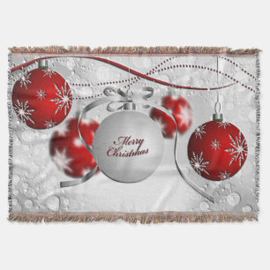 Couverture Joyeux ornement de Noël en argent et rouge