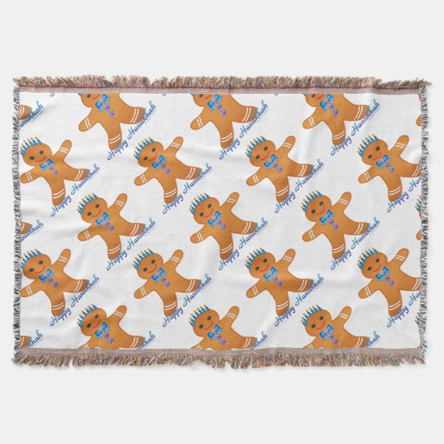 Couverture Judaïque Hanoukka Gingerbread Homme Menorah (Devant)