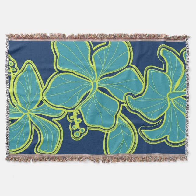 Couverture Kailua Hibiscus Hawaiian Floral Thon Blanket (Devant)