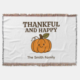 Couverture Kawaii Citrouille Thankful & Happy Nom de famille