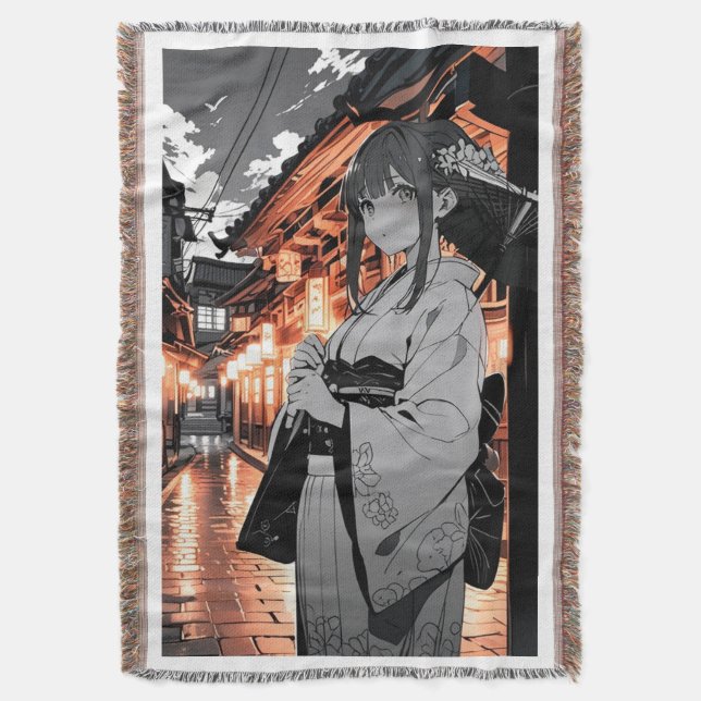 Couverture KAWAII Japanese Girl throw blanket (devant Vertical)