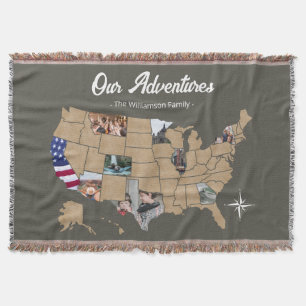 Couverture Keepsaké Family Travel USA Photo Collage Throw Bla