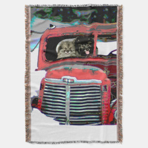 Couverture Keeshond Noël Vieux Camion Peinture Chien Art