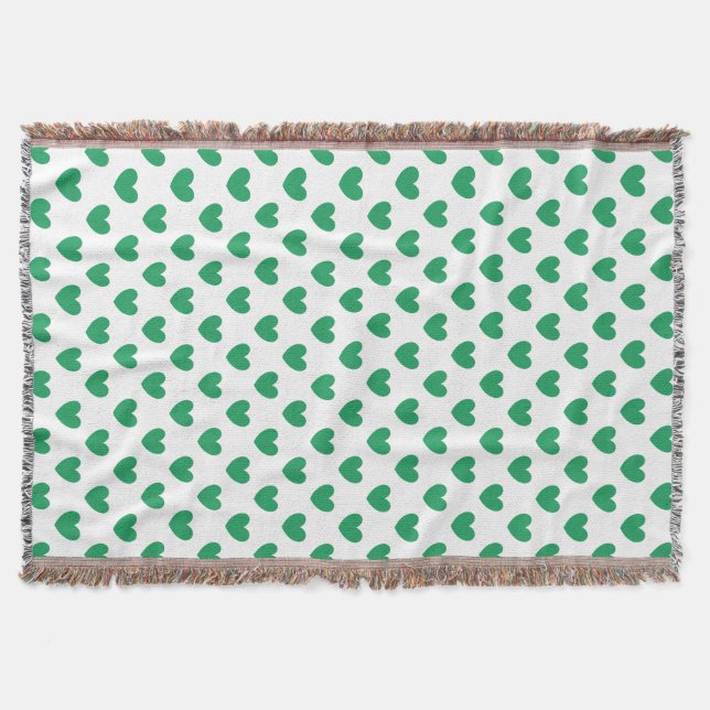 Couverture Kelly Coeurs polka vert sur blanc (Devant)