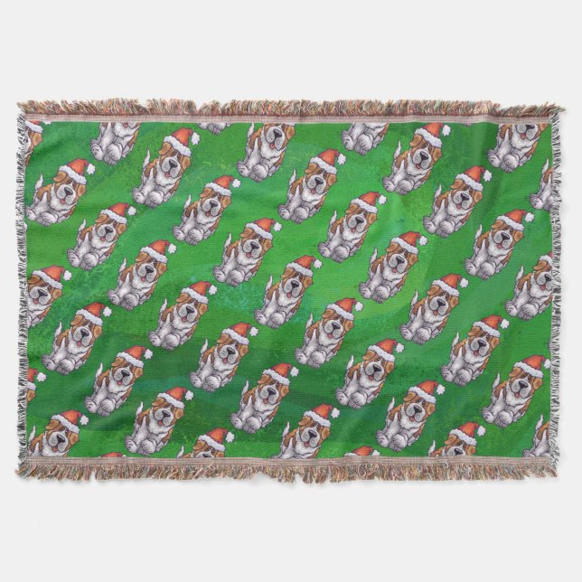 Couverture La mignonne St Bernard en Motif Casquette sur Vert (Devant)