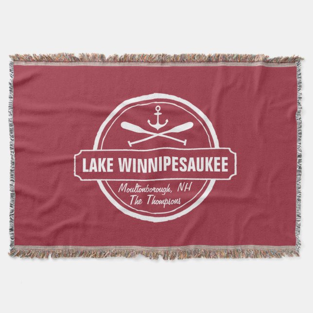 Couverture Lac Winnipesaukee NH ville personnalisée, nom, anc (Devant)