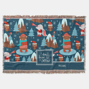 Couverture Laisser la neige mignonne Motif animal avec le nom