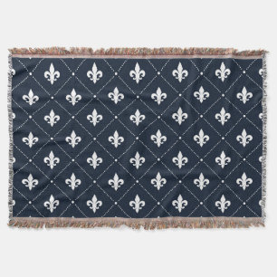 Couverture Le modèle de Damas de luxe de Navy Blue Fleur De