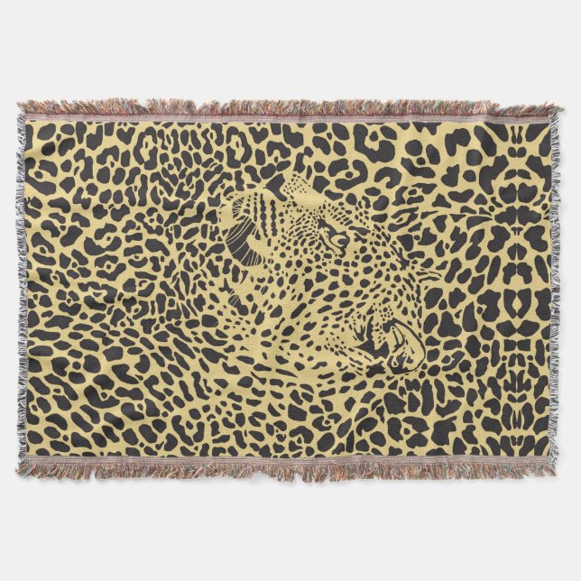 Couverture Léopard Noir & Beige Camouflé Dans Les Spots (Devant)