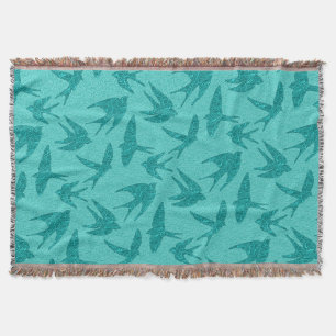 Couverture Les hirondelles japonaises en vol, turquoise et aq