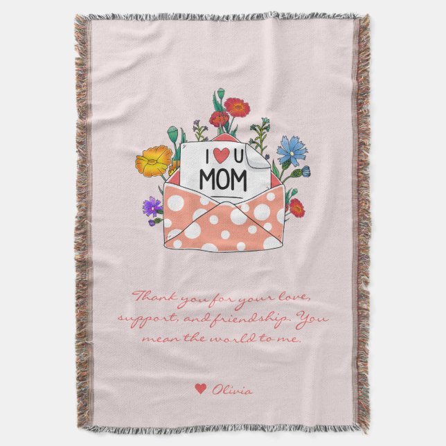 Couverture Lettre personnalisée à maman Blanket Tissé Thon (devant Vertical)