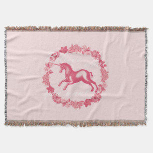 Couverture Licorne rose et fleurs
