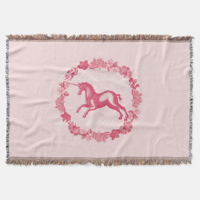 Couverture Licorne rose et fleurs (Devant)