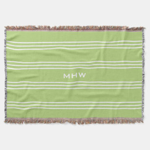 Couverture Lime Green Stripes personnalisé monogramme jeter c