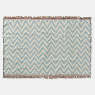 Couverture Linge rustique Beige et bleu Chevron
