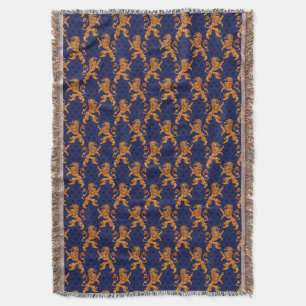Couverture Lion médiéval Blue Fleur de Lis d'or