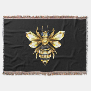 Couverture Logo Faux Gold Foil Bee Polygonal sur Noir