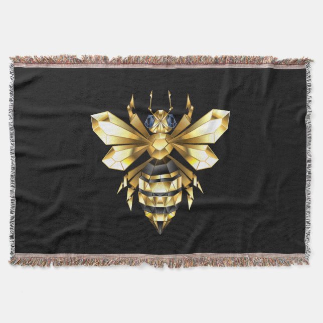 Couverture Logo Faux Gold Foil Bee Polygonal sur Noir (Devant)