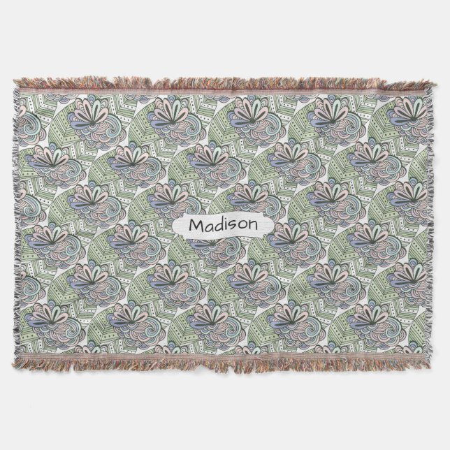 Couverture Lotus Flower Motif nom personnalisé jeter couvertu (Devant)
