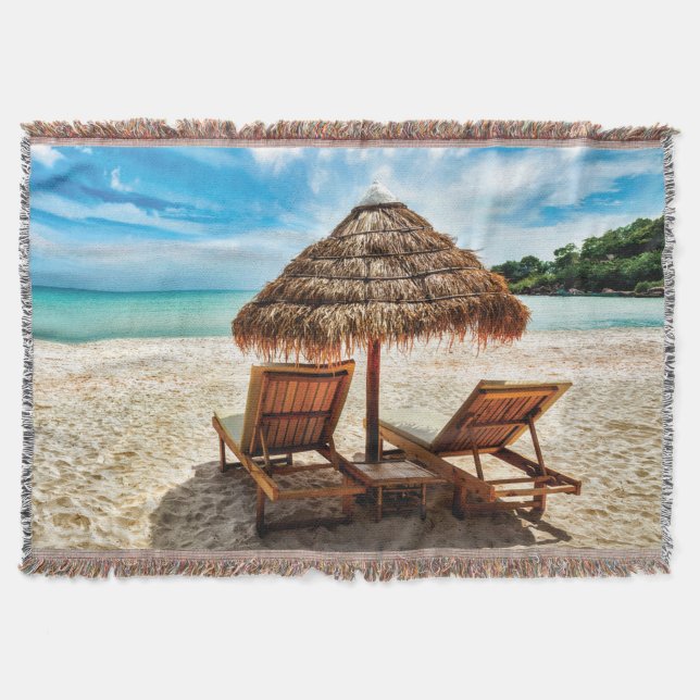 Couverture Lounge on beach throw pillow (Devant)