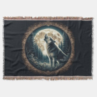 Loup vintage et lune classique