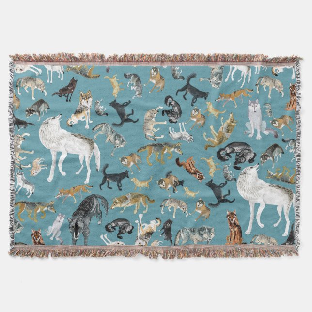 Couverture Loups du monde motif Turquoise (Devant)