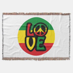 Couverture LOVE avec symbole de paix, style reggae