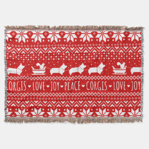 Couverture Love Joy Peace Corgis Festive Noël