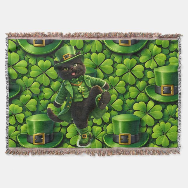 Couverture Lucky leprechaun black cat Saint Patrick's Day Pat (Devant)
