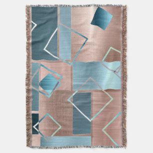 Couverture Luxe Abstrait   Blush Rose Gold et Turquoise Géomé