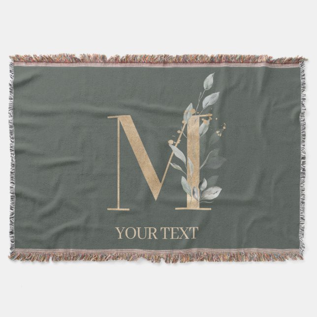 Couverture M Monogramme Floral Personnalisé (Devant)