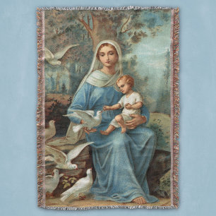 Couverture Madonna Bleue Française Lance Blanche