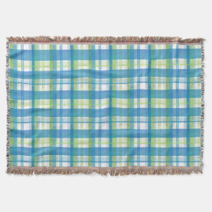 Couverture Madras Plaid Green et Blue