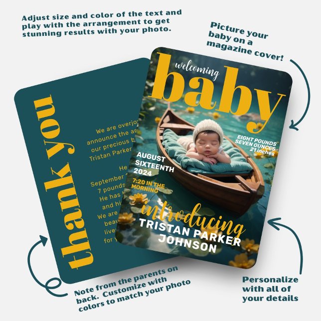 Couverture Magazine Gras Faire-part de naissance m (Créateur téléchargé)