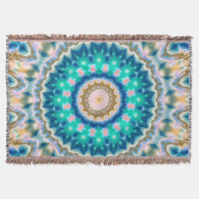 Couverture Mandala jaune turquoise (Devant)